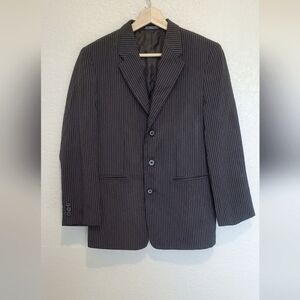 💚5/$25 Amherst Collection Boys Black Pin Stripe Blazer Suit Jacket Size 16